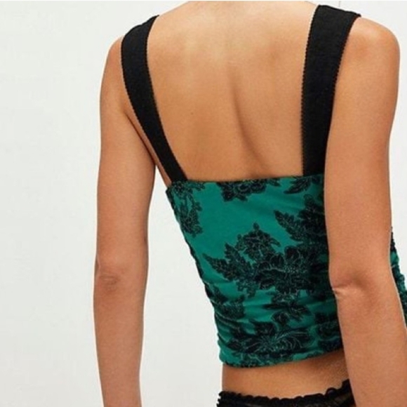 NWT! Free People Two Tone Printed Tank, Jewel Combo Green - Picture 2 of 11